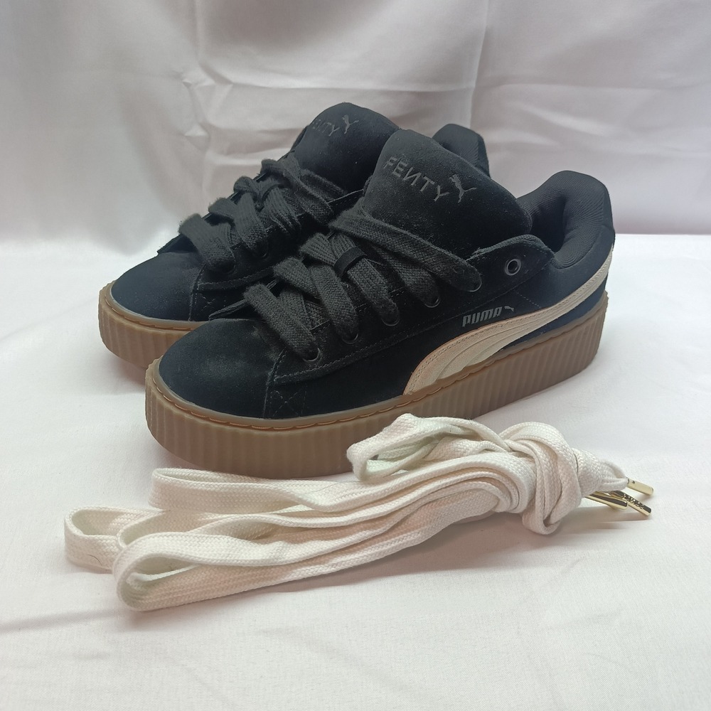 Puma Fenty Rihanna Suede Cleated Creeper Black Gum Platform 399332-01 Womens 10